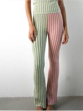 Yellow The Label Ryder colorblock knit wide leg pants